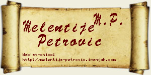 Melentije Petrović vizit kartica